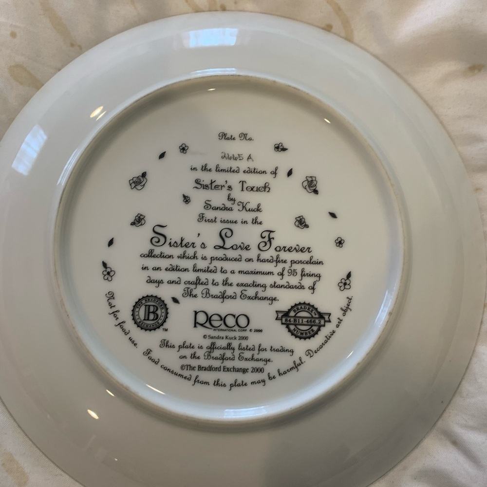 Vintage Sandra Kuck Decorative Plate with Children and Floral Design - Picture 2 of 3